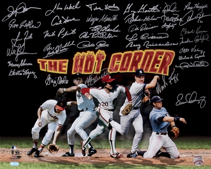 Multi- Signed 16 x 20 The Hot Corner Photo Signed by 35 Third Baseman Including Skowron, Schmidt & Boggs (PSA/DNA PreCert)